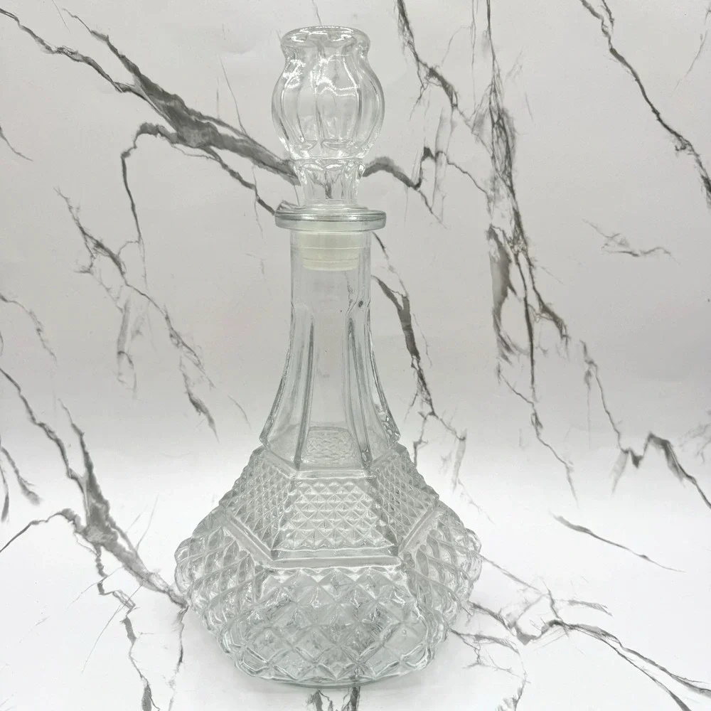 Vintage Anchor Hocking Wexford Clear Glass Decanter w Stopper MCM Barware